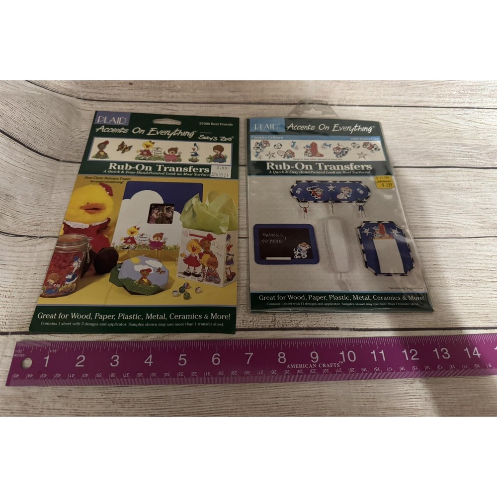 7 Vtg Pkgs NOS Rub-On Transfers Raggedy Ann Suzy's Zoo Lucy Me Cows Country TubE - Picture 4 of 7